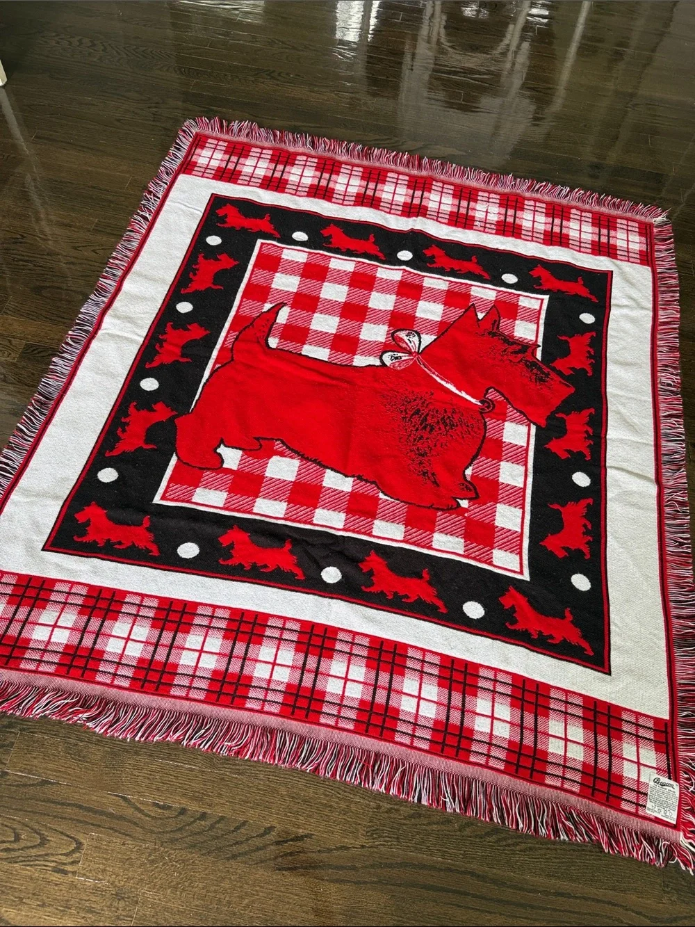 Beacon Scottie Dog Red & Black Plaid Throw Blanket - Made in USA